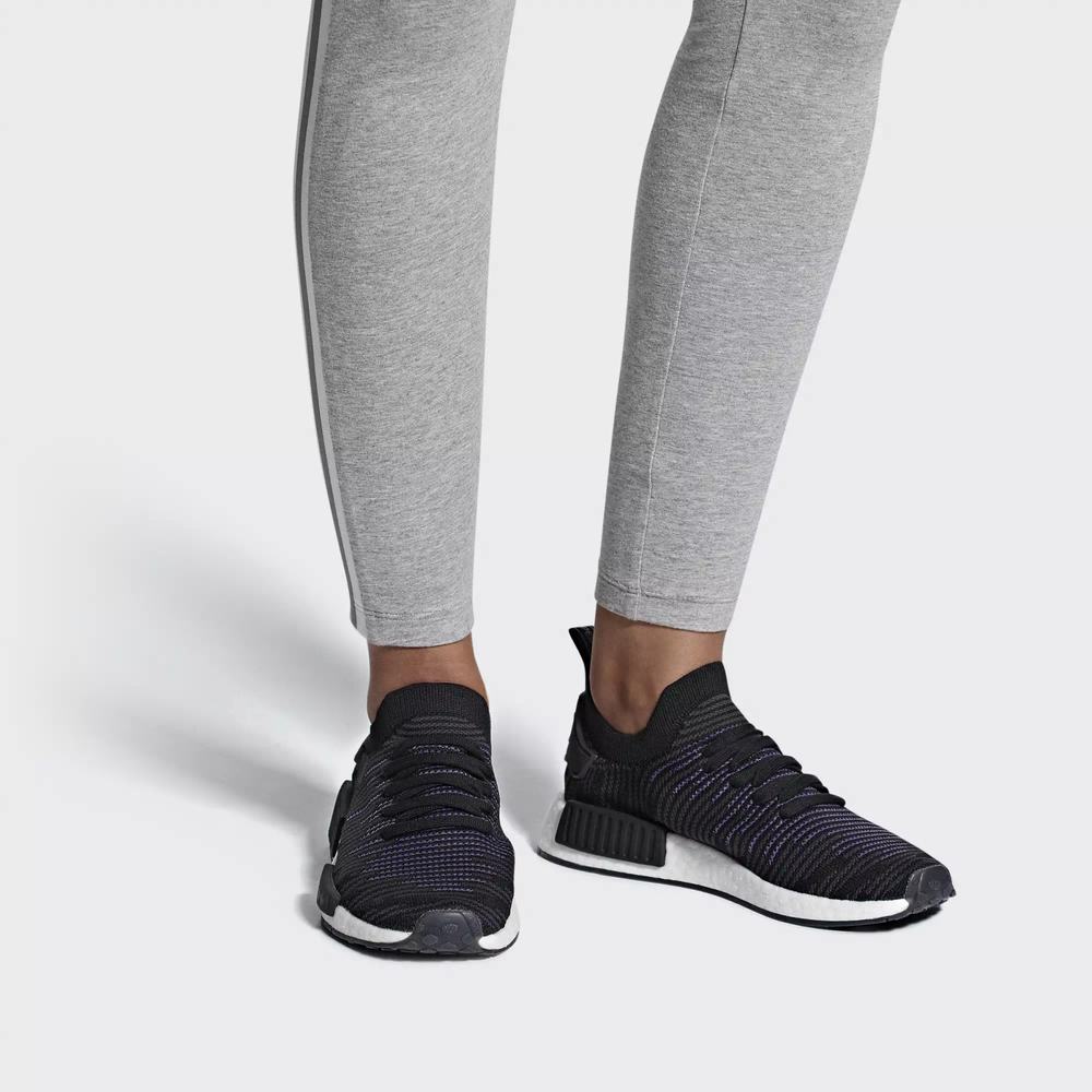 Adidas NMD R1 STLT Primeknit Tenis Negros Para Mujer (MX-89104)